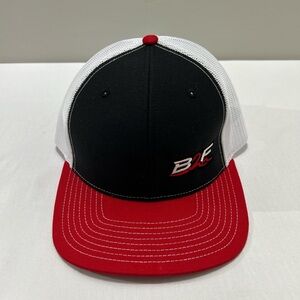 Black & Red Built 2 Fish Trucker Hat with White Mesh - 'B2F’ Logo